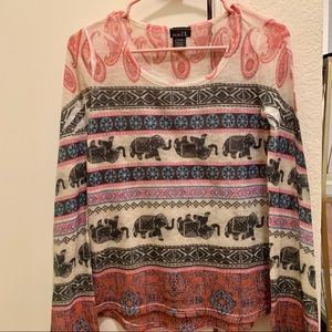 Rue 21 Tribal Elephant Print Sweater Medium
